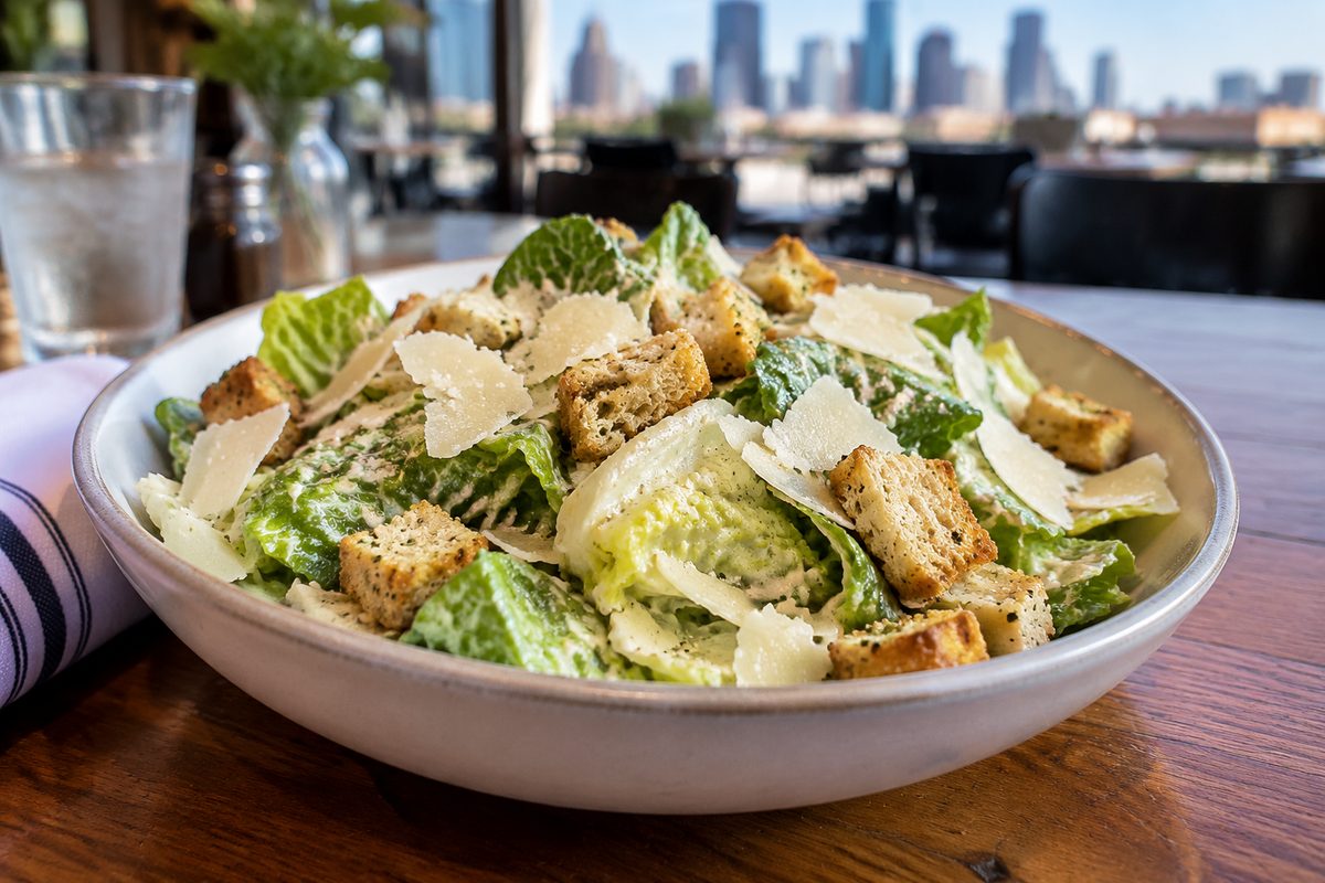 Tavern caesar salad with shaved parmesan and garlic croutons